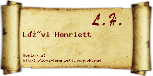 Lövi Henriett névjegykártya